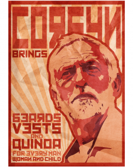 corbyn brings beards vest and quinoa for every man woman and child propaganda poster