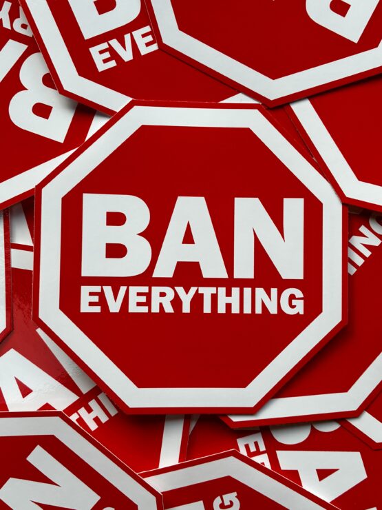 Ban Everything 10cm x 10cm Vinyl Sticker
