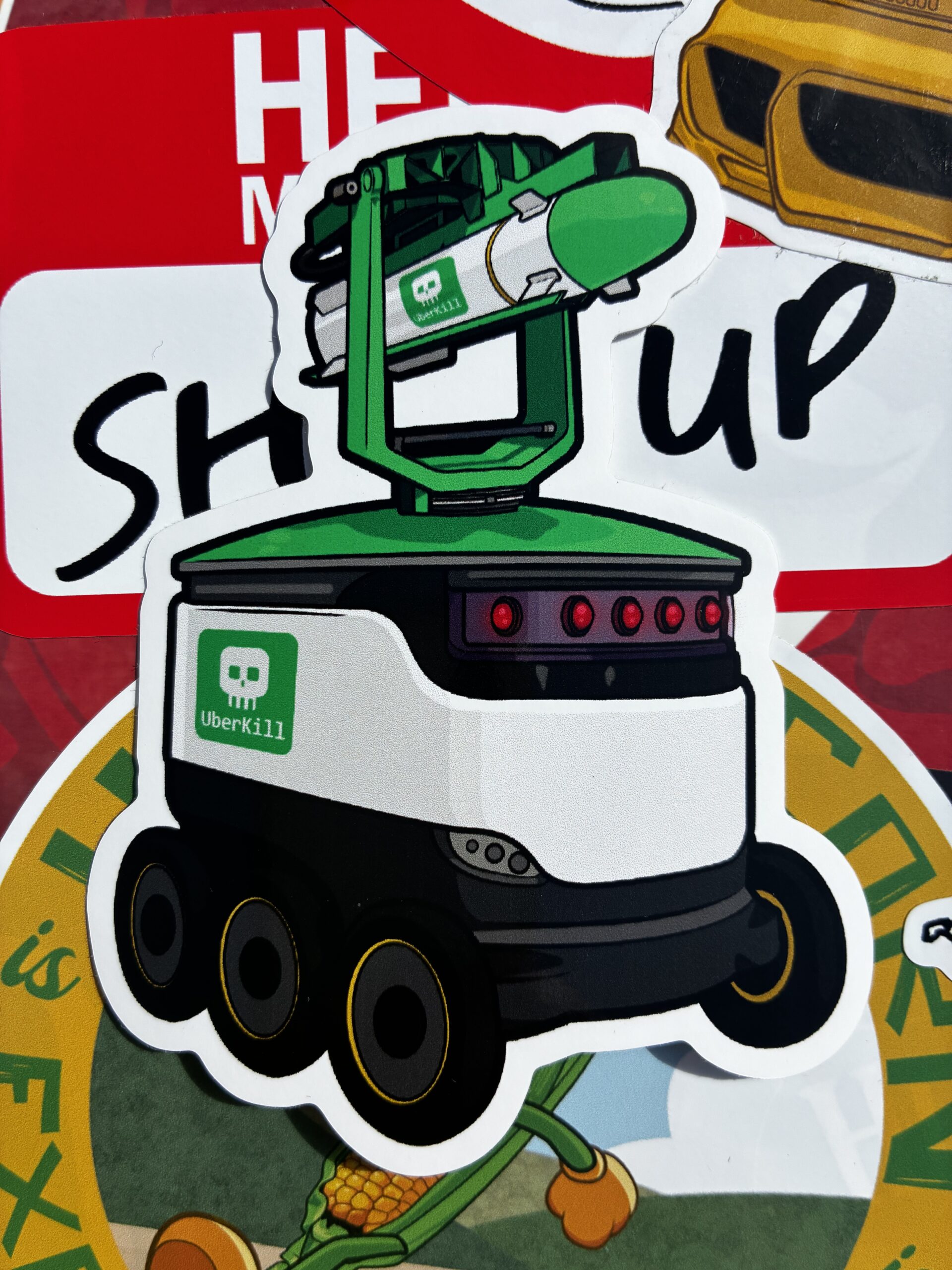 Uberkill Bot with Integrated Hellfire AGM-144 Launcher Custom Cut Vinyl Sticker - Image 2