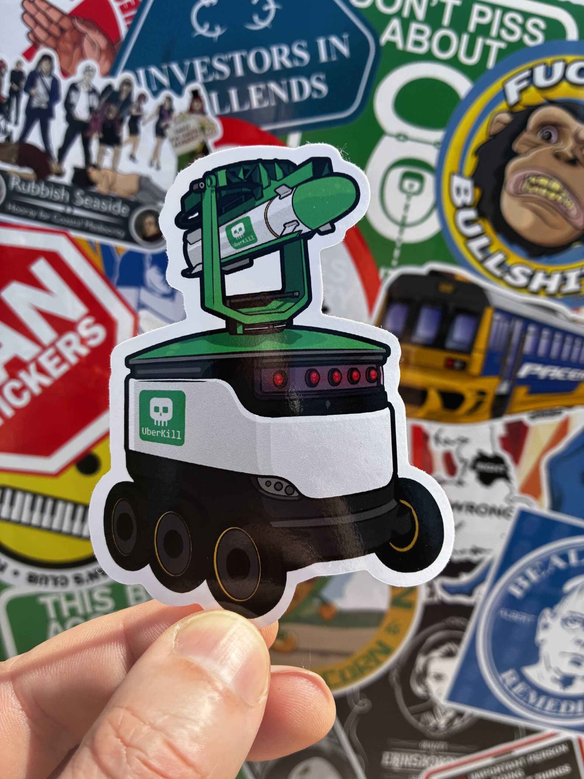 Uberkill Bot with Integrated Hellfire AGM-144 Launcher Custom Cut Vinyl Sticker - Image 3